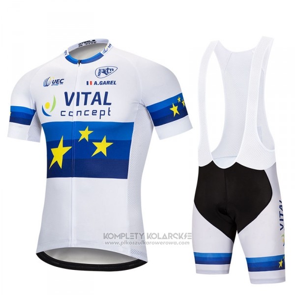 2018 Odziez Rowerowa Vital Concept Bialy Niebieski Krotkie Rekawy Rowerowe Szelkach